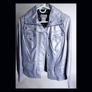 Bradley Bayou Metallic Silver Shimmery Leather with Biker Pockets